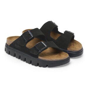 Birkenstock Shoes Arizona Black Suede Leather Chunky Sandals